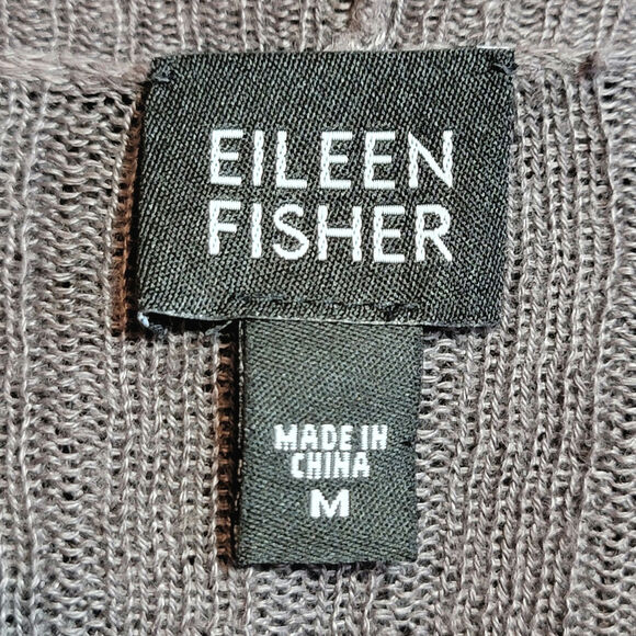 Eileen Fisher Linen Cardigan Sweater Lightweight Brown Gray Classic Summer M - Picture 12 of 14